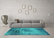 Machine Washable Oriental Turquoise Industrial Area Rugs in a Living Room,, wshurb2546turq