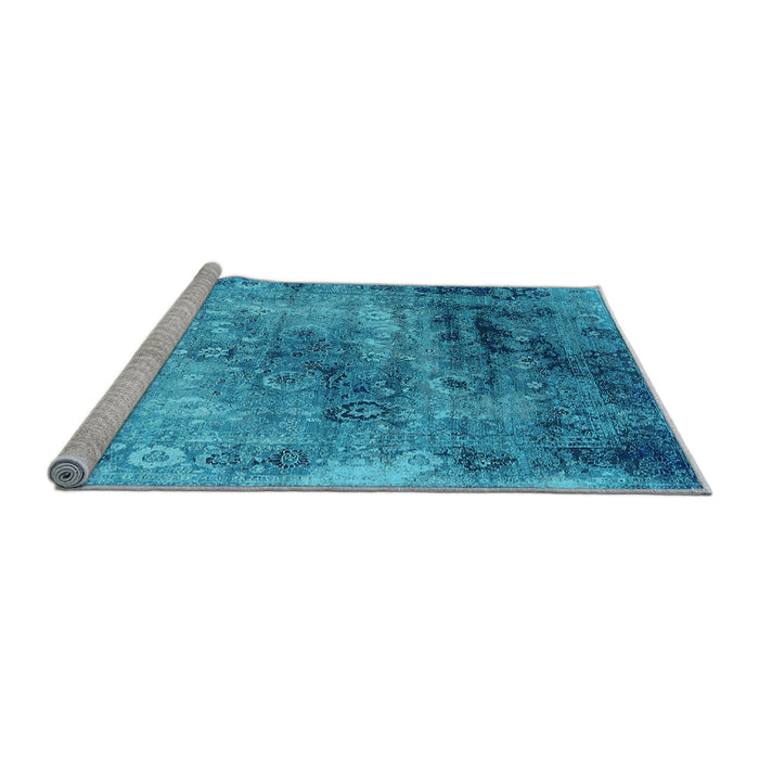 Sideview of Machine Washable Oriental Light Blue Industrial Rug, wshurb2546lblu