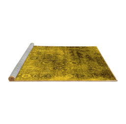 Sideview of Machine Washable Oriental Yellow Industrial Rug, wshurb2546yw