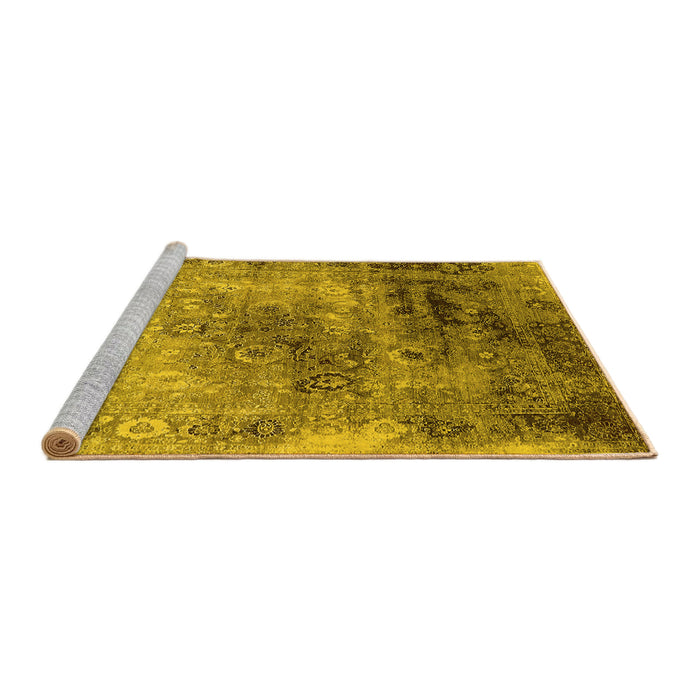 Sideview of Machine Washable Oriental Yellow Industrial Rug, wshurb2546yw