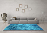 Machine Washable Oriental Light Blue Industrial Rug, wshurb2546lblu