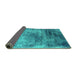 Sideview of Oriental Turquoise Industrial Rug, urb2546turq