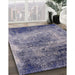 Mid-Century Modern Purple Navy Blue Oriental Rug in Family Room, urb2546