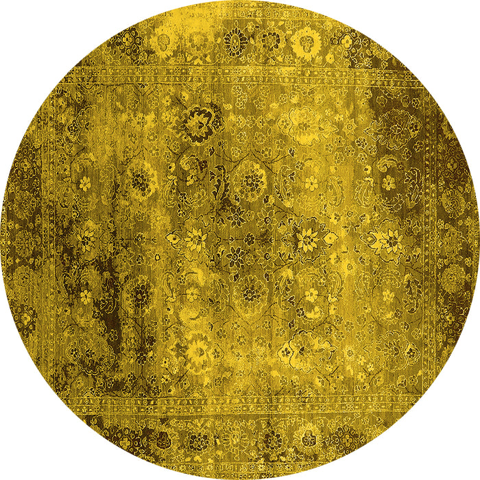 Round Oriental Yellow Industrial Rug, urb2546yw