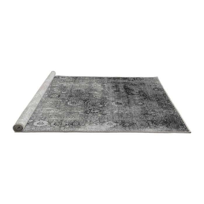 Sideview of Machine Washable Oriental Gray Industrial Rug, wshurb2546gry