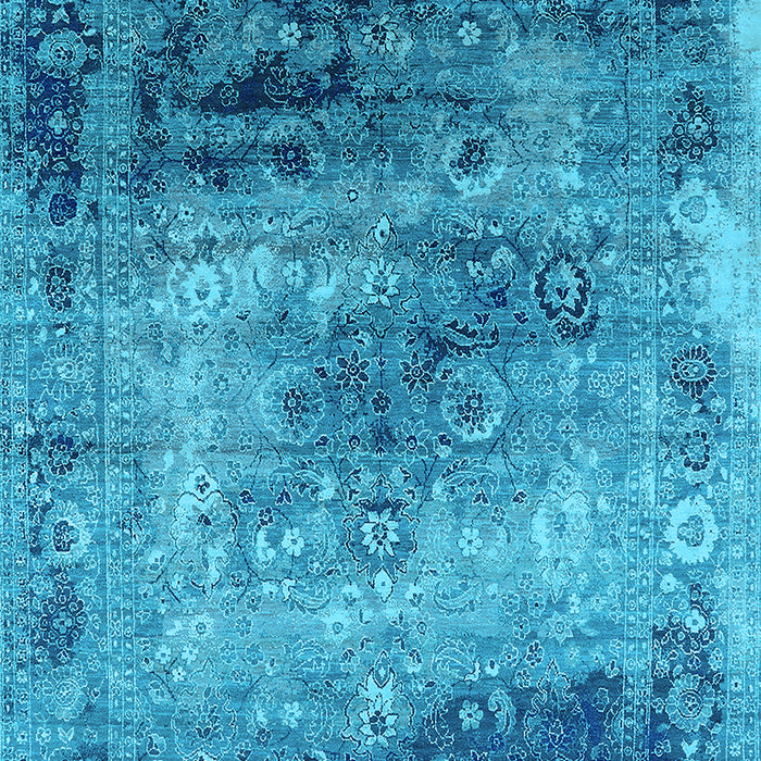 Machine Washable Oriental Light Blue Industrial Rug, wshurb2546lblu