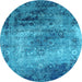 Round Oriental Light Blue Industrial Rug, urb2546lblu