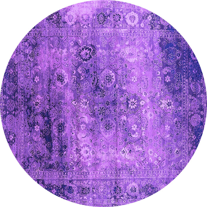 Round Machine Washable Oriental Purple Industrial Area Rugs, wshurb2546pur