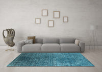 Machine Washable Oriental Light Blue Industrial Rug, wshurb2547lblu