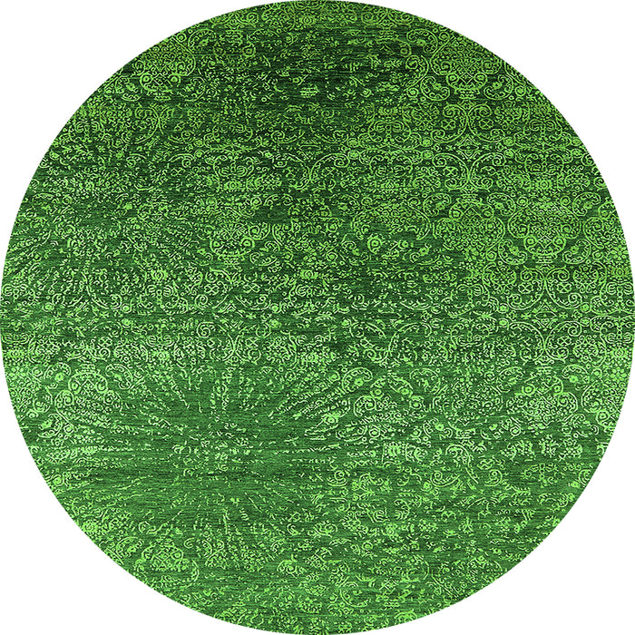 Round Oriental Green Industrial Rug, urb2547grn