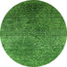 Round Oriental Green Industrial Rug, urb2547grn