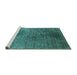 Sideview of Machine Washable Oriental Turquoise Industrial Area Rugs, wshurb2547turq