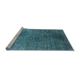 Sideview of Machine Washable Oriental Light Blue Industrial Rug, wshurb2547lblu