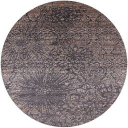 Round Machine Washable Industrial Modern Black Rug, wshurb2547