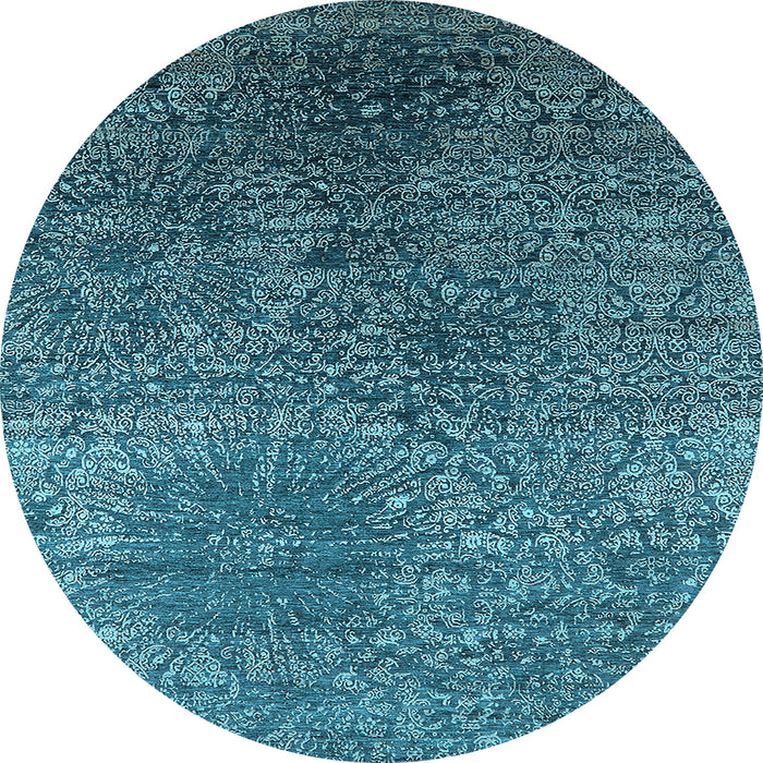 Round Oriental Light Blue Industrial Rug, urb2547lblu