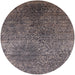 Round Mid-Century Modern Black Oriental Rug, urb2547