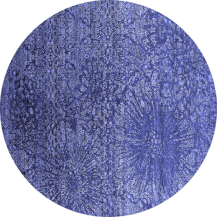 Round Oriental Blue Industrial Rug, urb2547blu