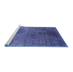 Sideview of Machine Washable Oriental Blue Industrial Rug, wshurb2547blu