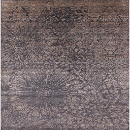 Square Mid-Century Modern Black Oriental Rug, urb2547