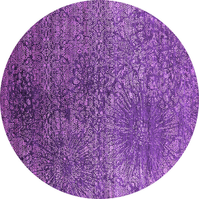 Round Machine Washable Oriental Purple Industrial Area Rugs, wshurb2547pur