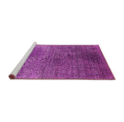 Sideview of Machine Washable Oriental Pink Industrial Rug, wshurb2547pnk