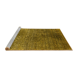 Sideview of Machine Washable Oriental Yellow Industrial Rug, wshurb2547yw