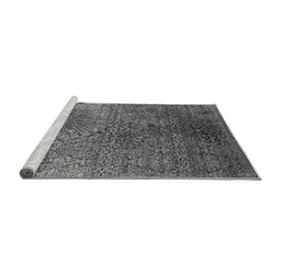 Sideview of Machine Washable Oriental Gray Industrial Rug, wshurb2547gry