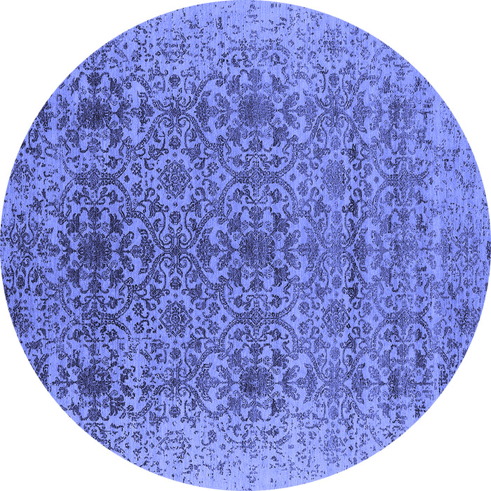 Round Oriental Blue Industrial Rug, urb2548blu