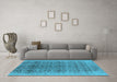 Machine Washable Oriental Light Blue Industrial Rug in a Living Room, wshurb2548lblu