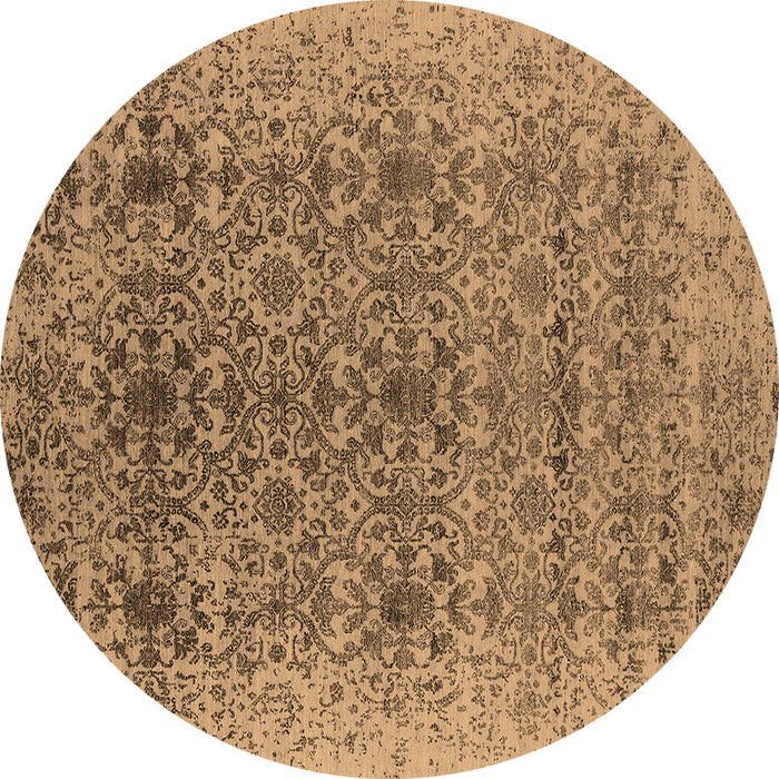 Round Oriental Brown Industrial Rug, urb2548brn