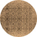 Round Oriental Brown Industrial Rug, urb2548brn