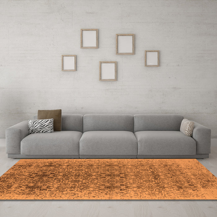 Machine Washable Oriental Orange Industrial Area Rugs in a Living Room, wshurb2548org