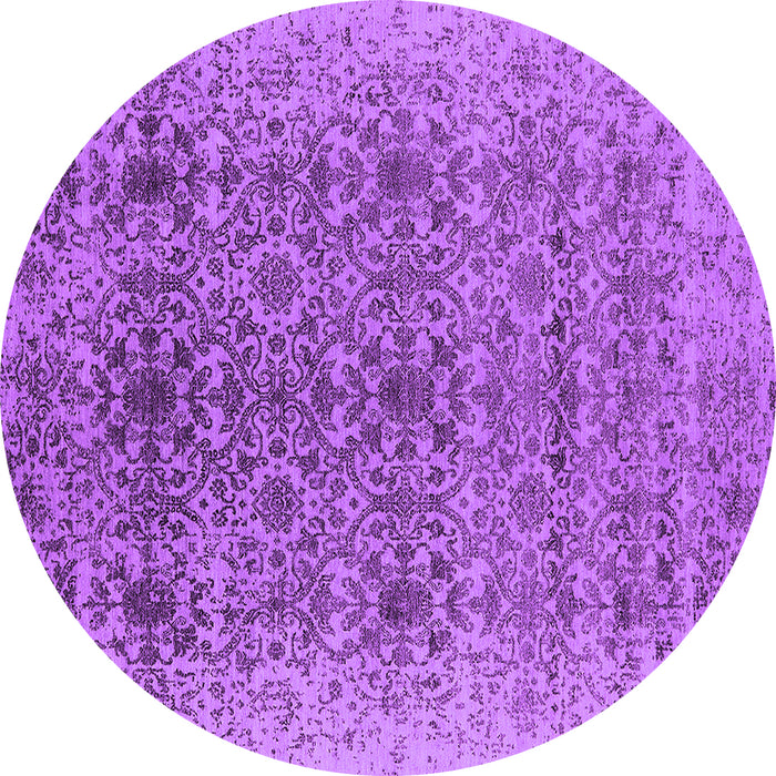 Round Machine Washable Oriental Purple Industrial Area Rugs, wshurb2548pur