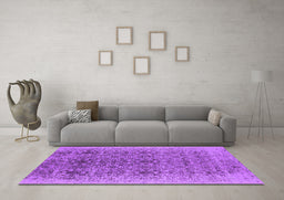 Machine Washable Oriental Purple Industrial Area Rugs in a Living Room, wshurb2548pur