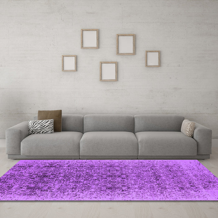 Machine Washable Oriental Purple Industrial Area Rugs in a Living Room, wshurb2548pur