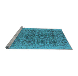 Sideview of Machine Washable Oriental Light Blue Industrial Rug, wshurb2548lblu