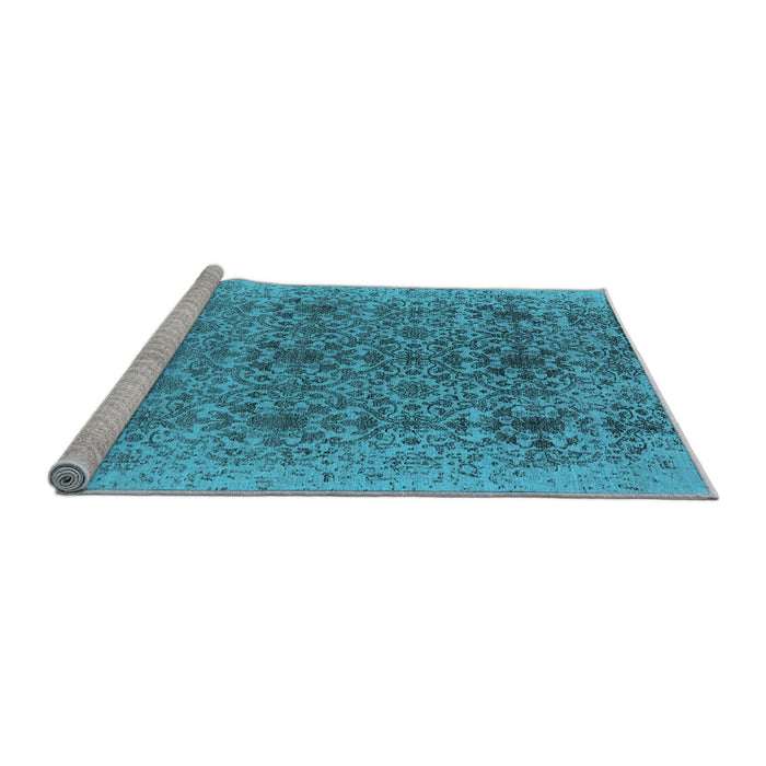 Sideview of Machine Washable Oriental Light Blue Industrial Rug, wshurb2548lblu