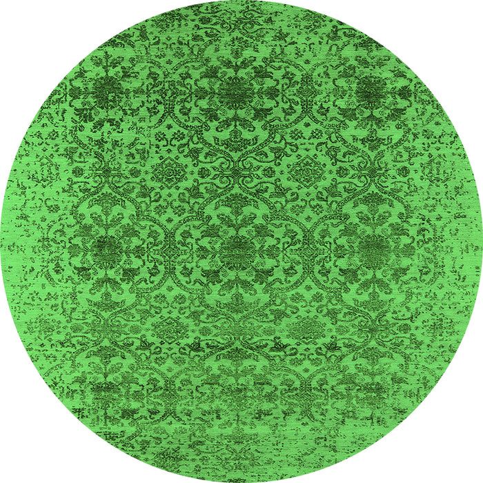 Round Oriental Green Industrial Rug, urb2548grn