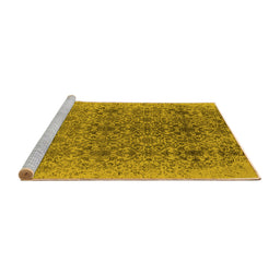 Sideview of Machine Washable Oriental Yellow Industrial Rug, wshurb2548yw