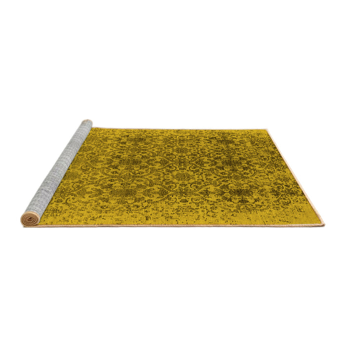 Sideview of Machine Washable Oriental Yellow Industrial Rug, wshurb2548yw
