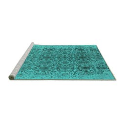 Sideview of Machine Washable Oriental Turquoise Industrial Area Rugs, wshurb2548turq