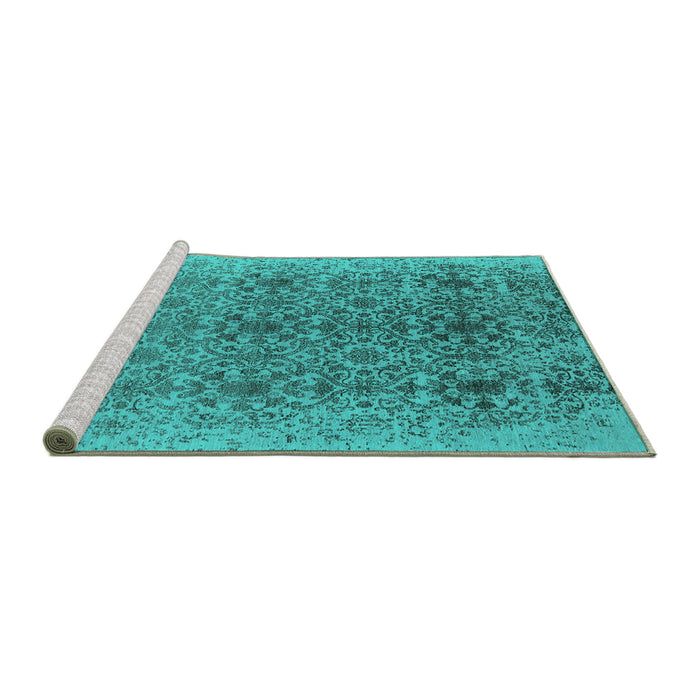 Sideview of Machine Washable Oriental Turquoise Industrial Area Rugs, wshurb2548turq
