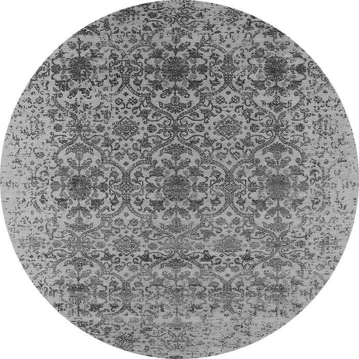 Round Oriental Gray Industrial Rug, urb2548gry