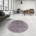 Round Mid-Century Modern Purple Oriental Rug in a Office, urb2548