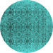 Round Oriental Turquoise Industrial Rug, urb2548turq