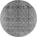 Round Machine Washable Oriental Gray Industrial Rug, wshurb2548gry