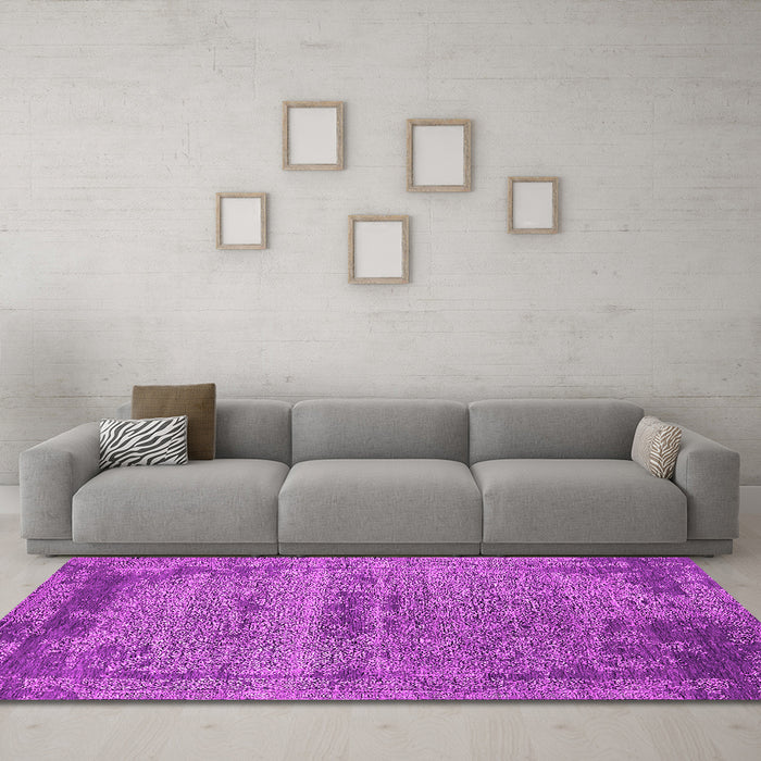 Machine Washable Oriental Pink Industrial Rug in a Living Room, wshurb2549pnk