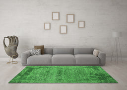 Machine Washable Oriental Green Industrial Area Rugs in a Living Room,, wshurb2549grn