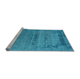 Sideview of Machine Washable Oriental Light Blue Industrial Rug, wshurb2549lblu
