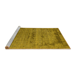 Sideview of Machine Washable Oriental Yellow Industrial Rug, wshurb2549yw